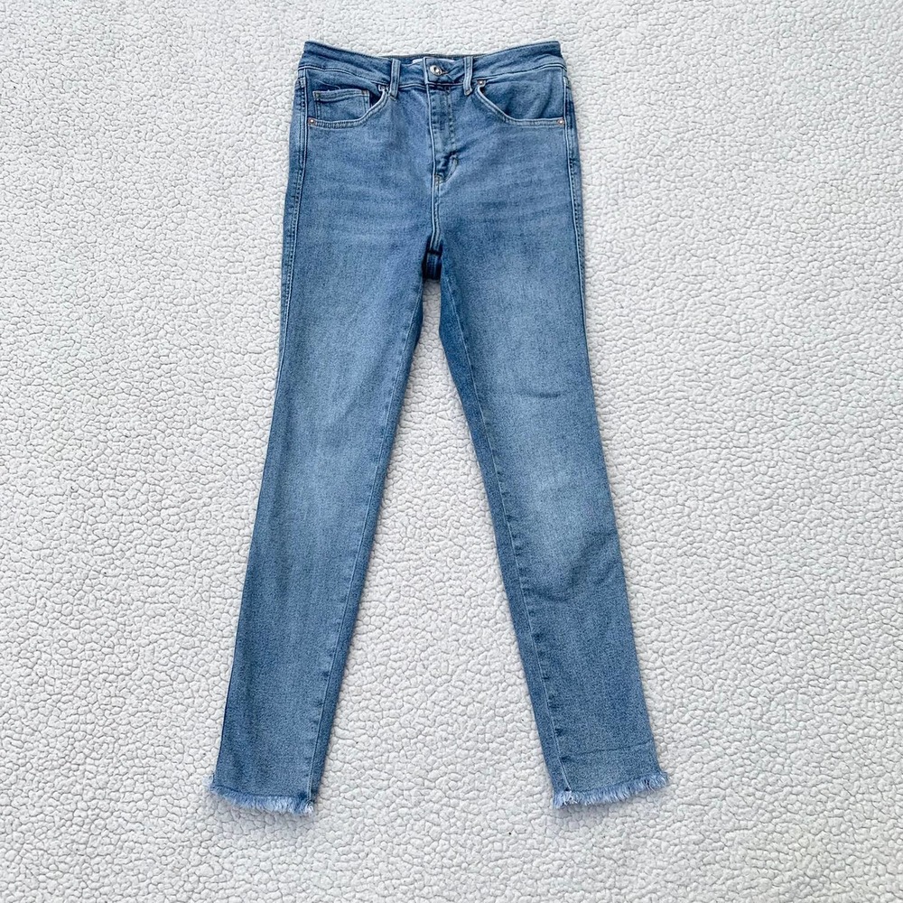 Free People Raw High Rise Mid Wash Jeggings